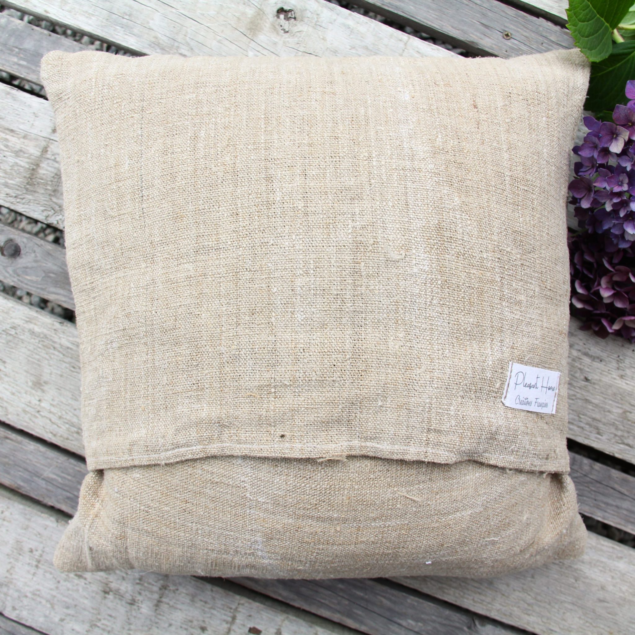 Coussin 40 x40 cm en chanvre ancien beige – Image 5