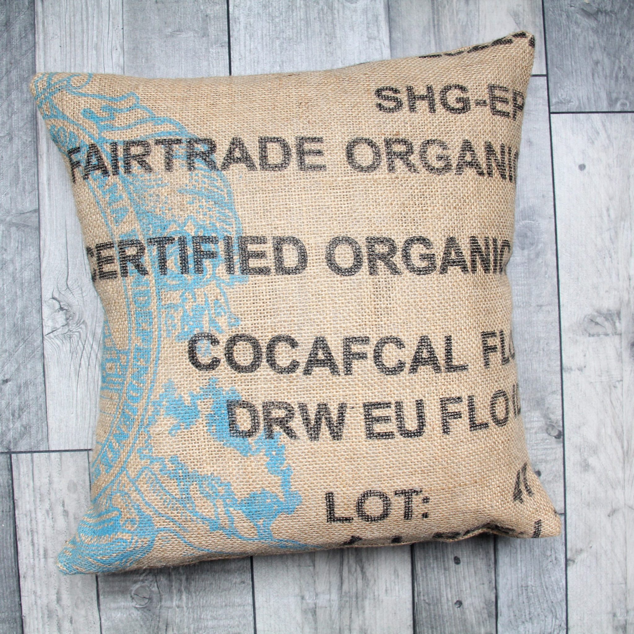 Coussin en toile de jute de café