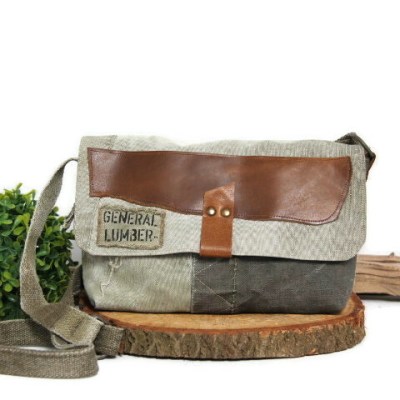 Sac en bandoulière toile et cuir