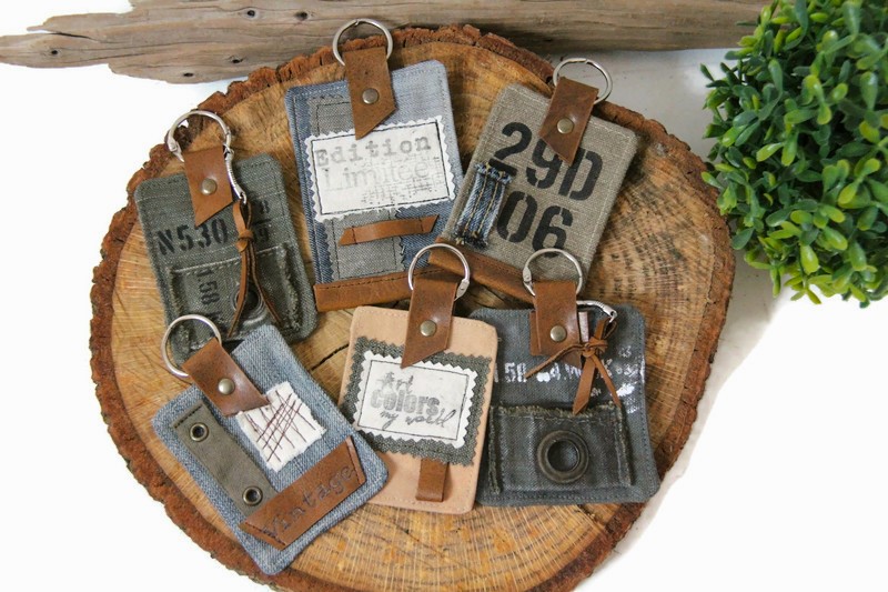 Porte-clés homme toile et cuir