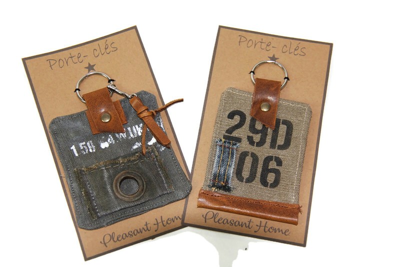 Porte-clés homme toile et cuir – Image 3