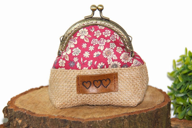 Porte-monnaie femme en jute et tissu fleuri – Image 3