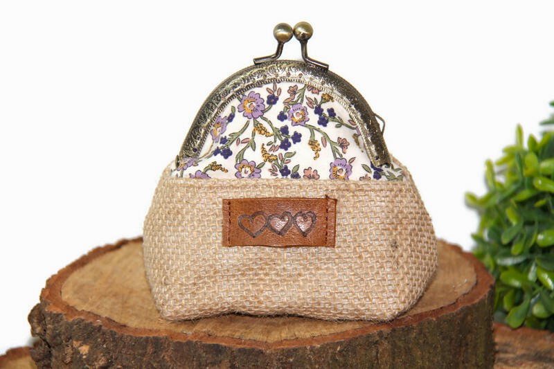 Porte-monnaie femme en jute et tissu fleuri – Image 5