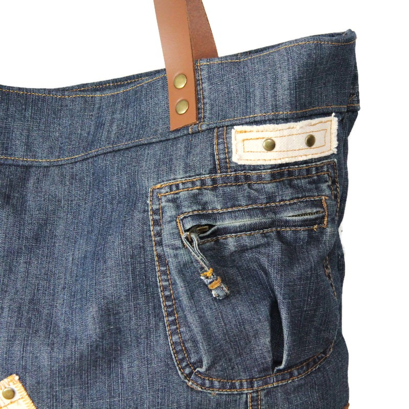 Cabas femme en jeans recyclé et cuir – Image 2