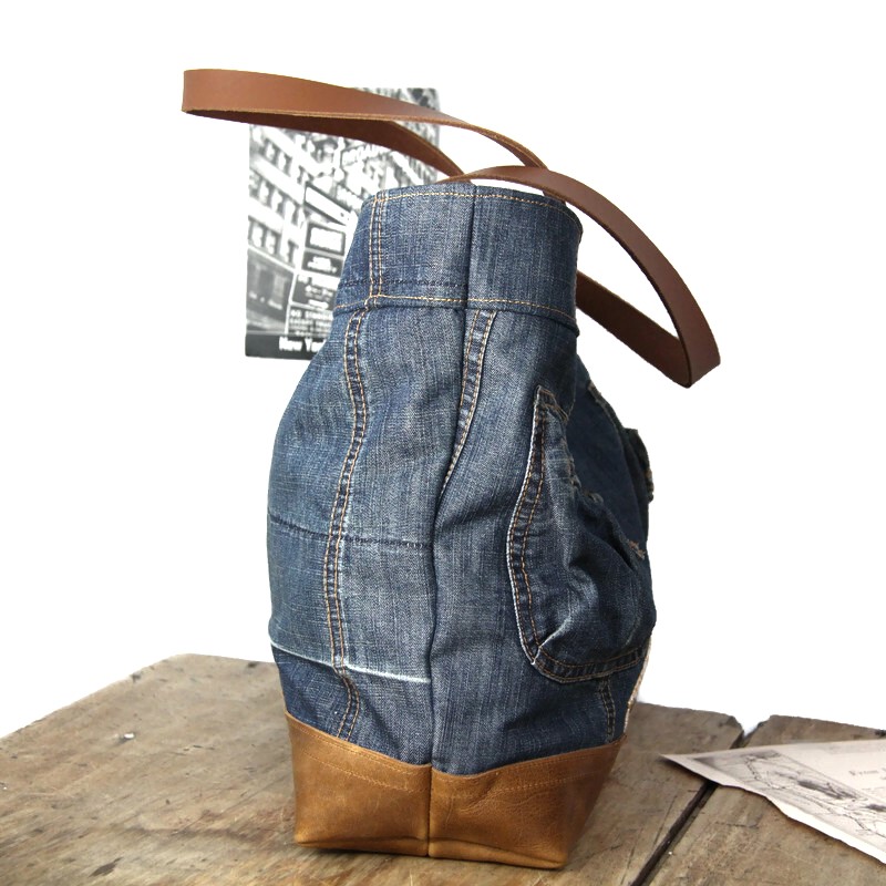 Cabas femme en jeans recyclé et cuir – Image 4