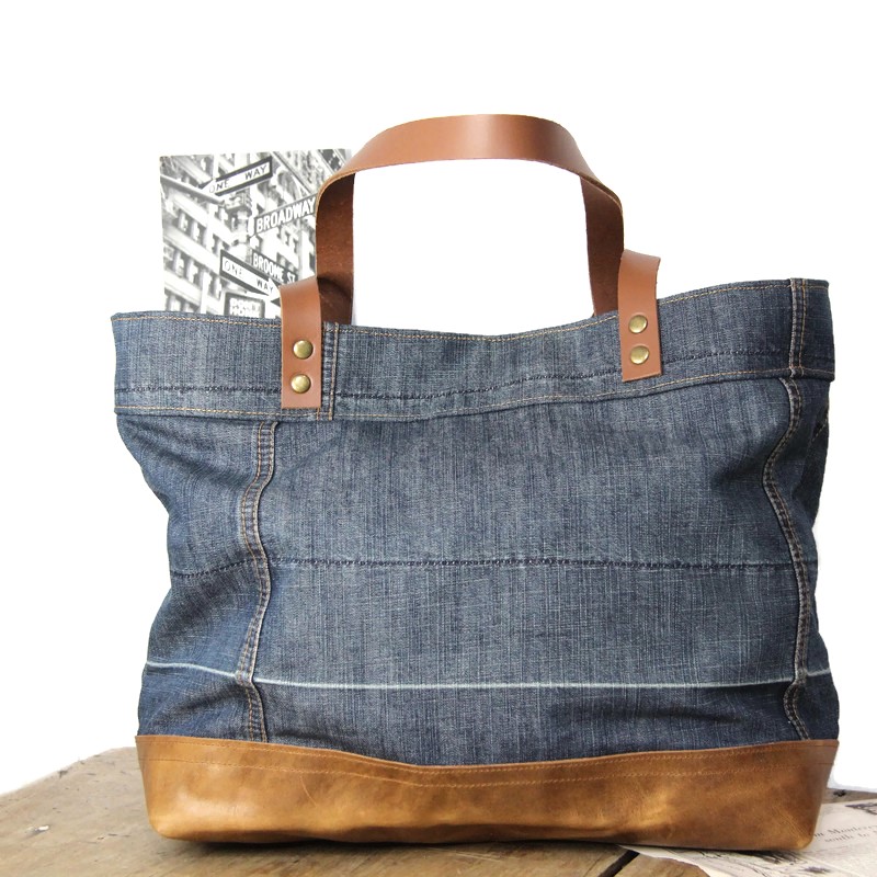 Cabas femme en jeans recyclé et cuir – Image 5