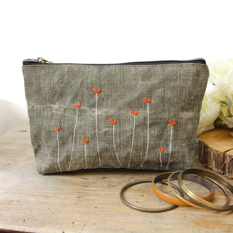 Pochette et porte-monnaie femme en toile brodée – Image 3