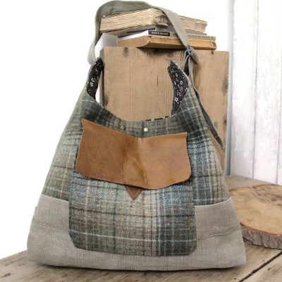 Sac baluchon femme laine et cuir