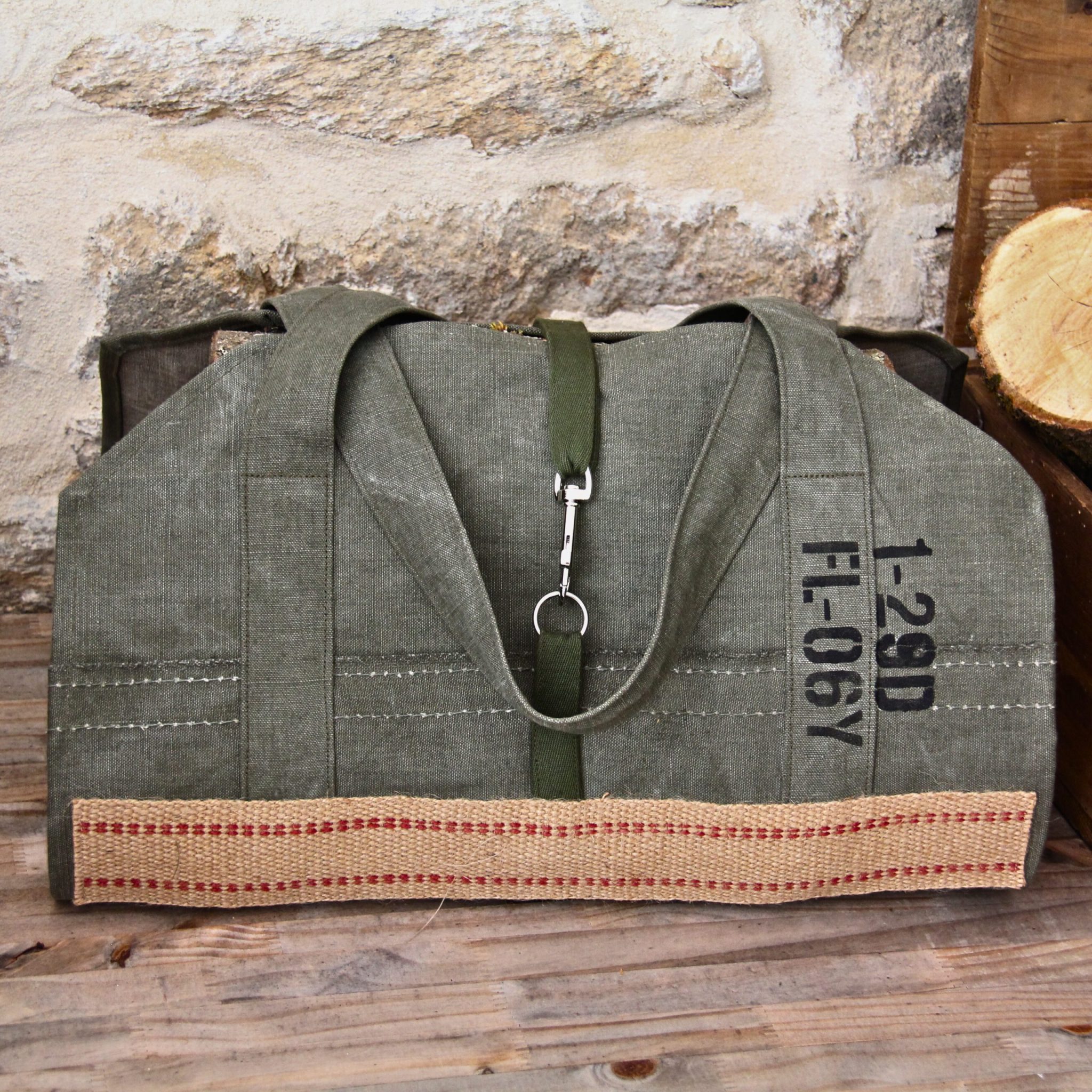 Sac à bûches en toile recyclée