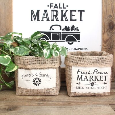 Cache-pots rustiques en toile de jute
