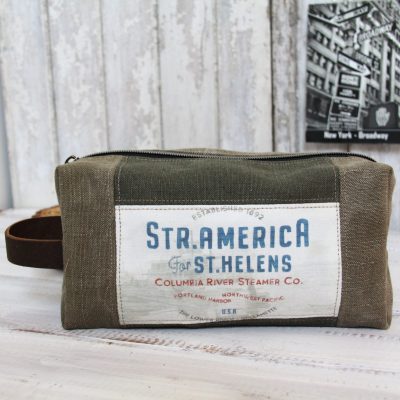 Trousse de toilette homme toile recyclée et cuir