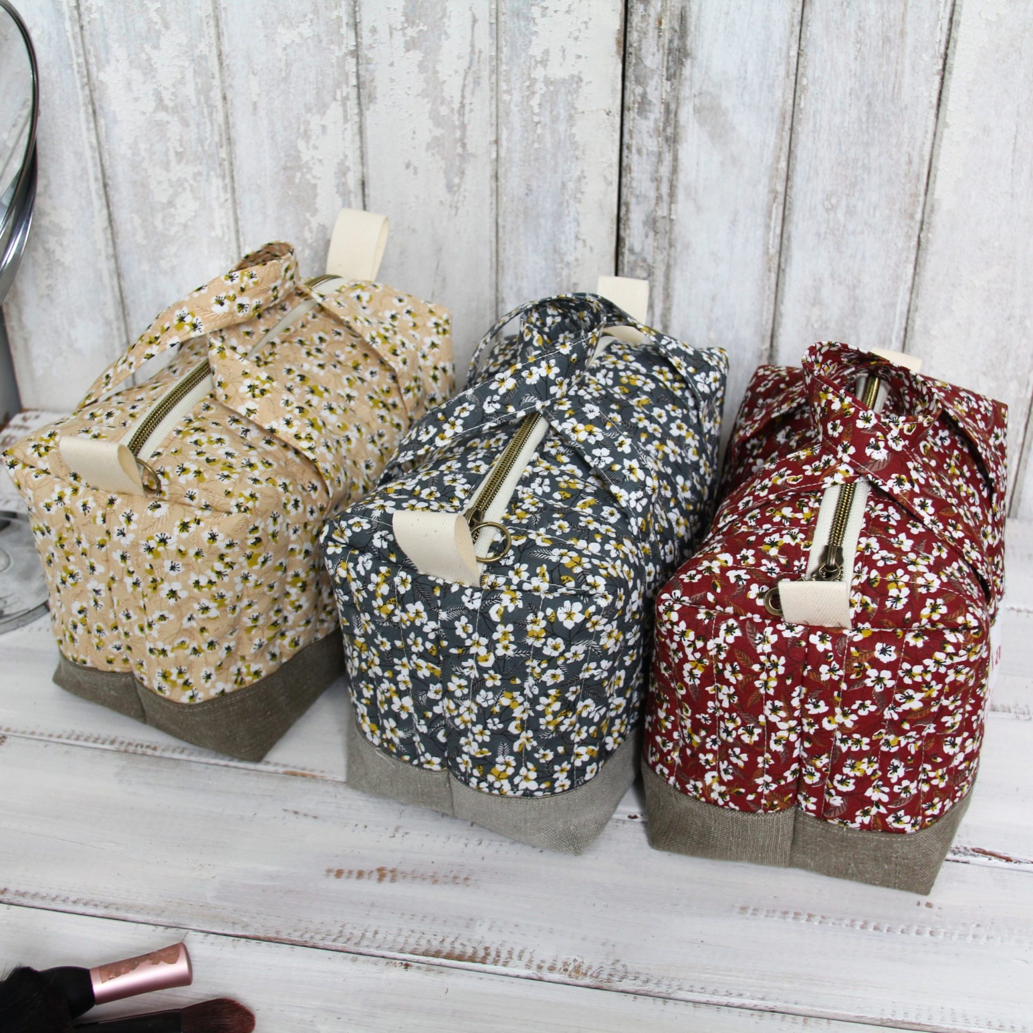 Trousse de toilette femme coton fleuri ( 3 coloris au choix) – Image 5