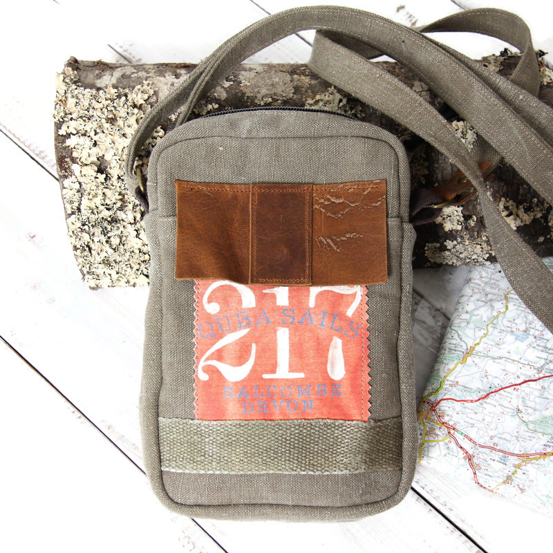 Sacoche homme toile et cuir