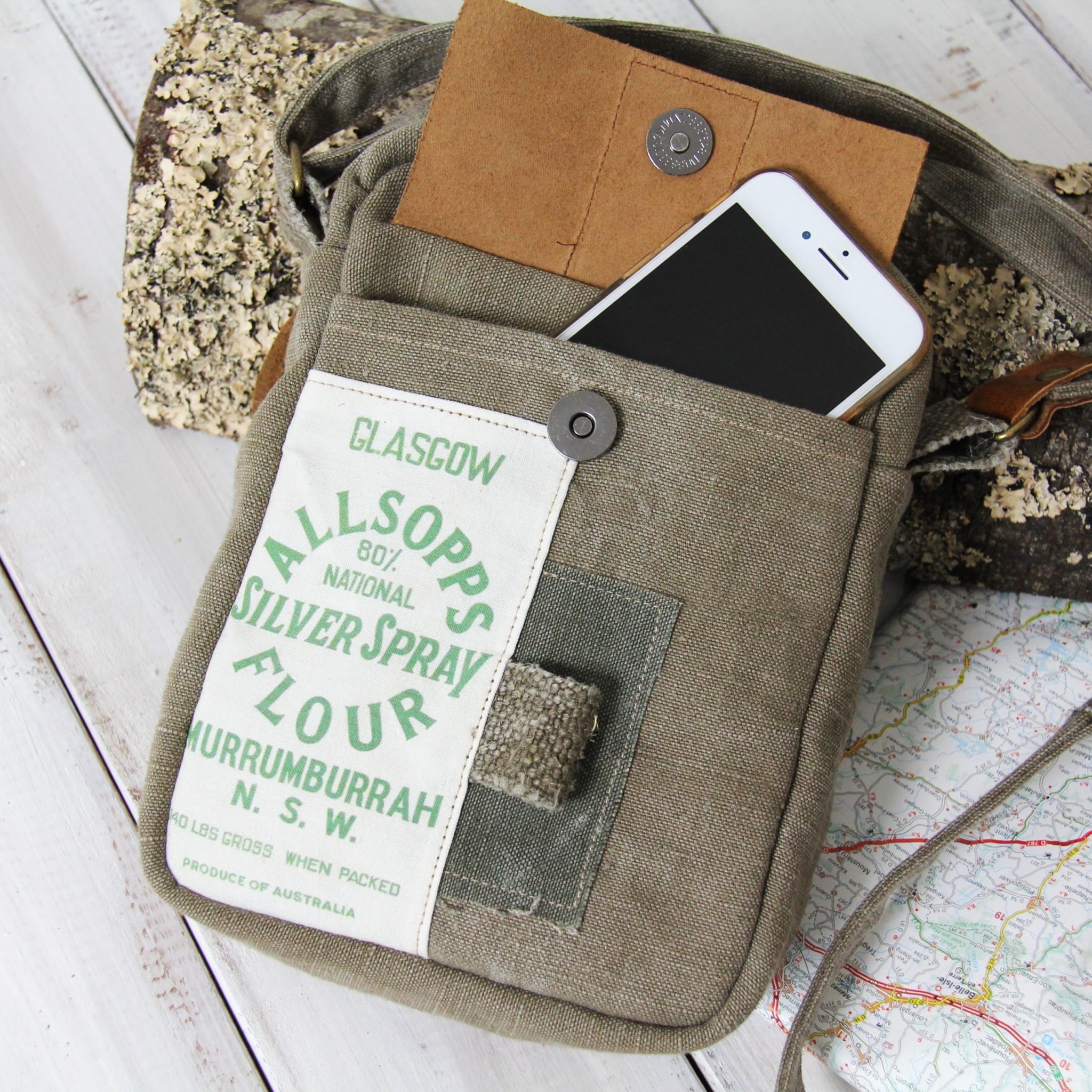 Sac bandoulière homme toile cuir
