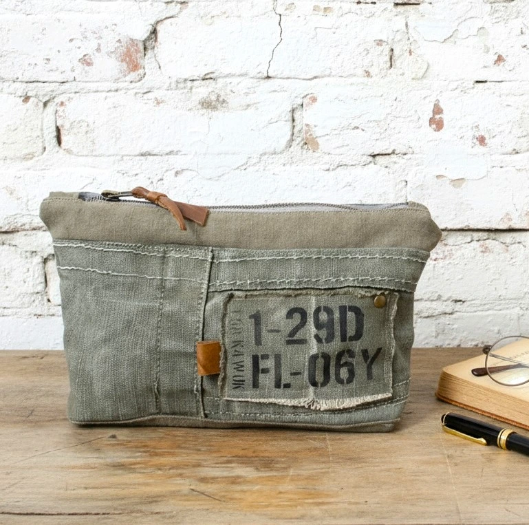 Pochette homme toile et cuir