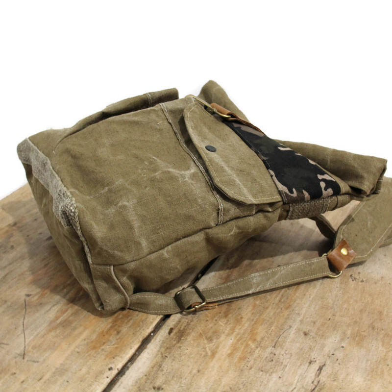Sac à dos homme toile militaire recyclée, fabriqué en France – Image 7