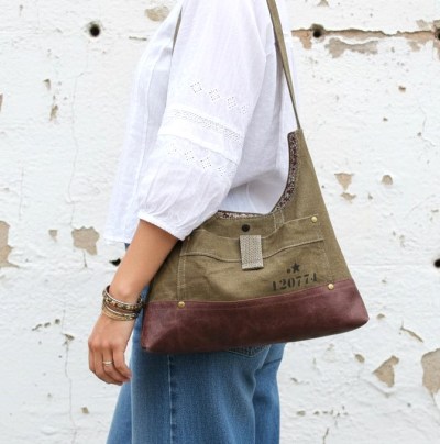 Sac bandoulière femme éco-responsable toile et cuir