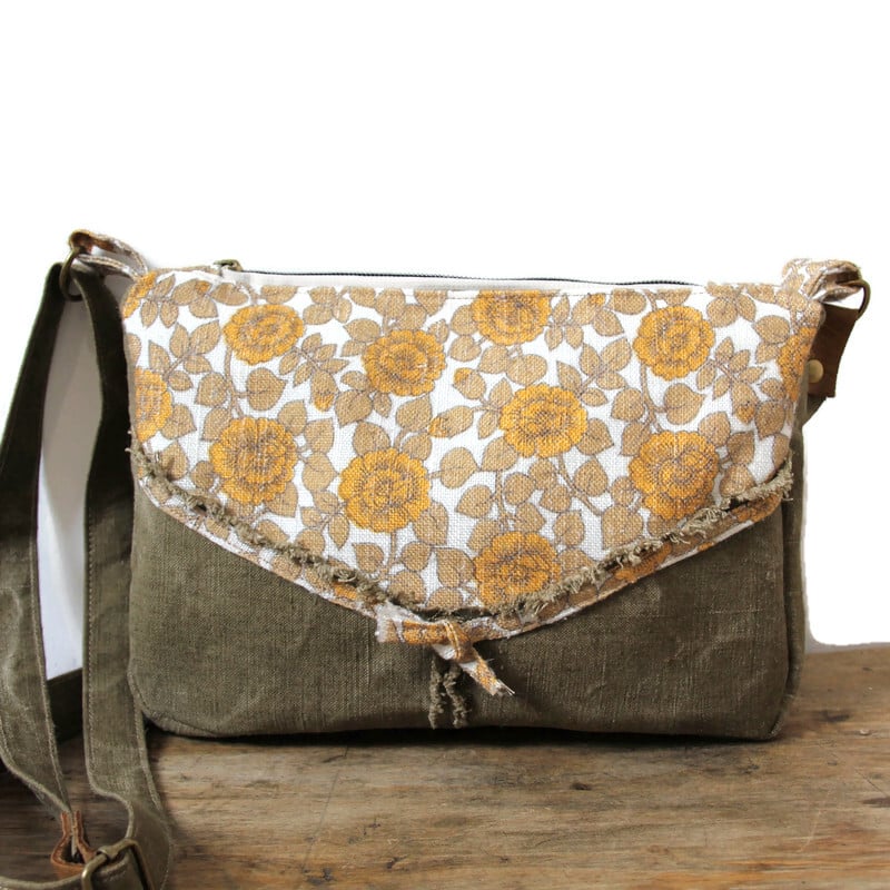 Sacoches bandoulières upcyclées en lin et jacquard – Image 4