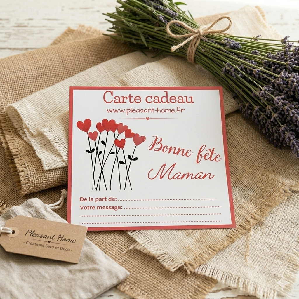 Carte cadeau fête des mères à télécharger et à utiliser sur la boutique Pleasant Home. Valable 1 an
