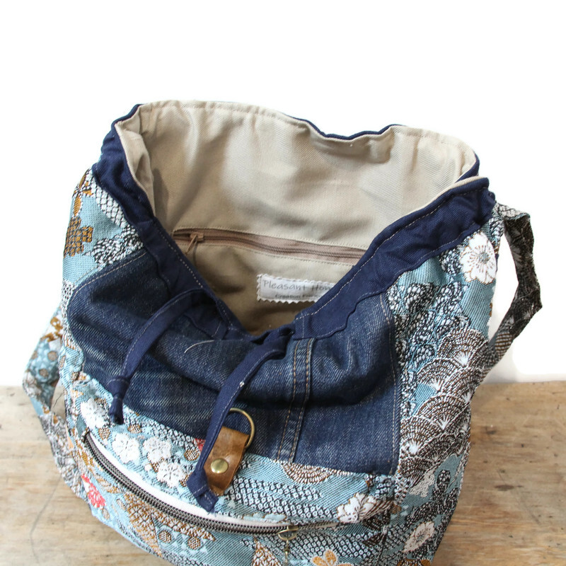 Sac à dos femme en jean recyclé et tapisserie fleurie – Image 8