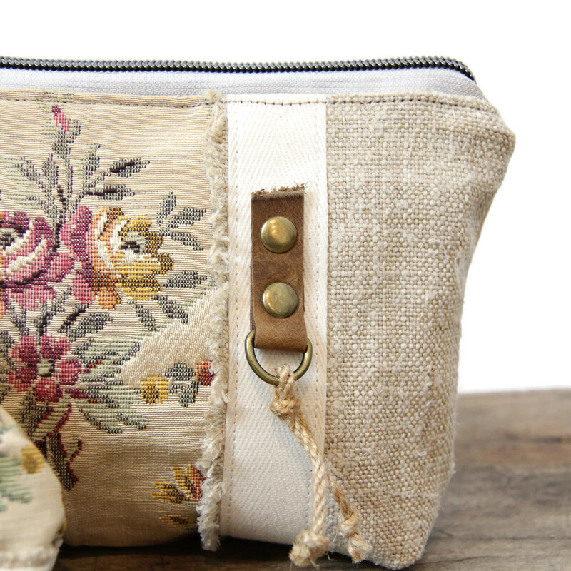 Pochette vintage et porte-monnaie femme en tissu ancien – Image 5