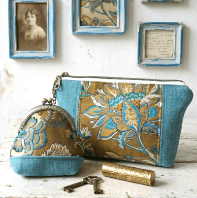 pochette vintage fleurie femme tissu ancien fait main