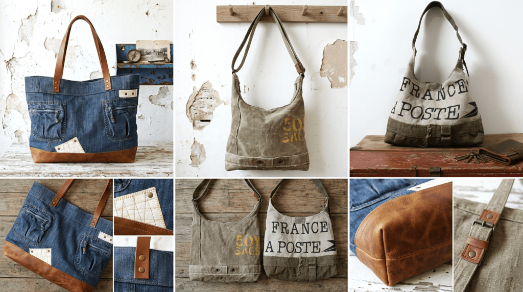 Différents sacs (cabas, bandoulière) de la marque Pleasant Home en toiles recyclées