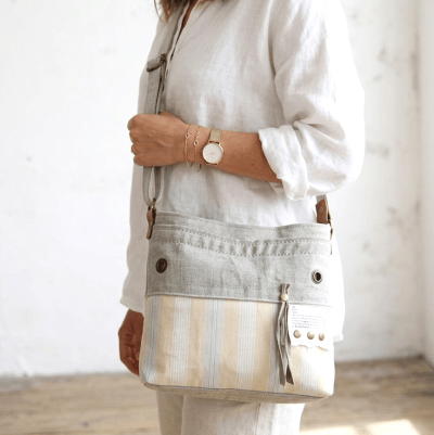 Sac en bandoulière femme en coton recyclé. Fabriqué en France