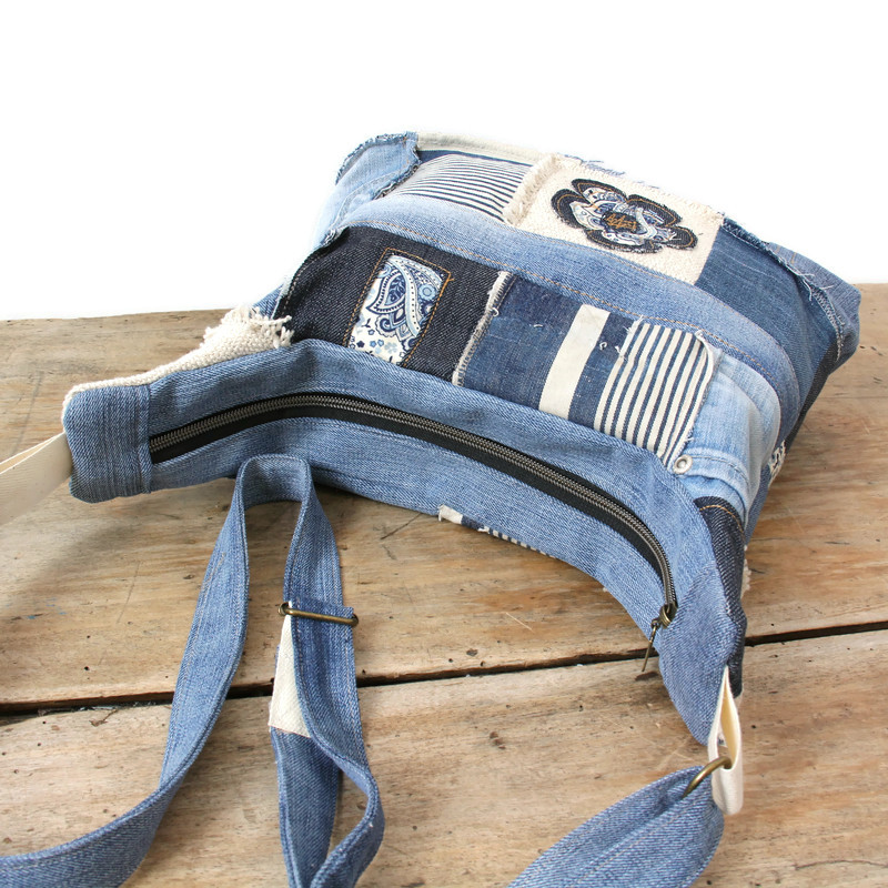 Sac bandoulière femme en jean recyclé – pièce unique – Image 4