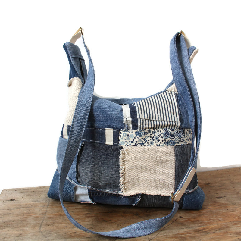 Sac bandoulière femme en jean recyclé – pièce unique – Image 6
