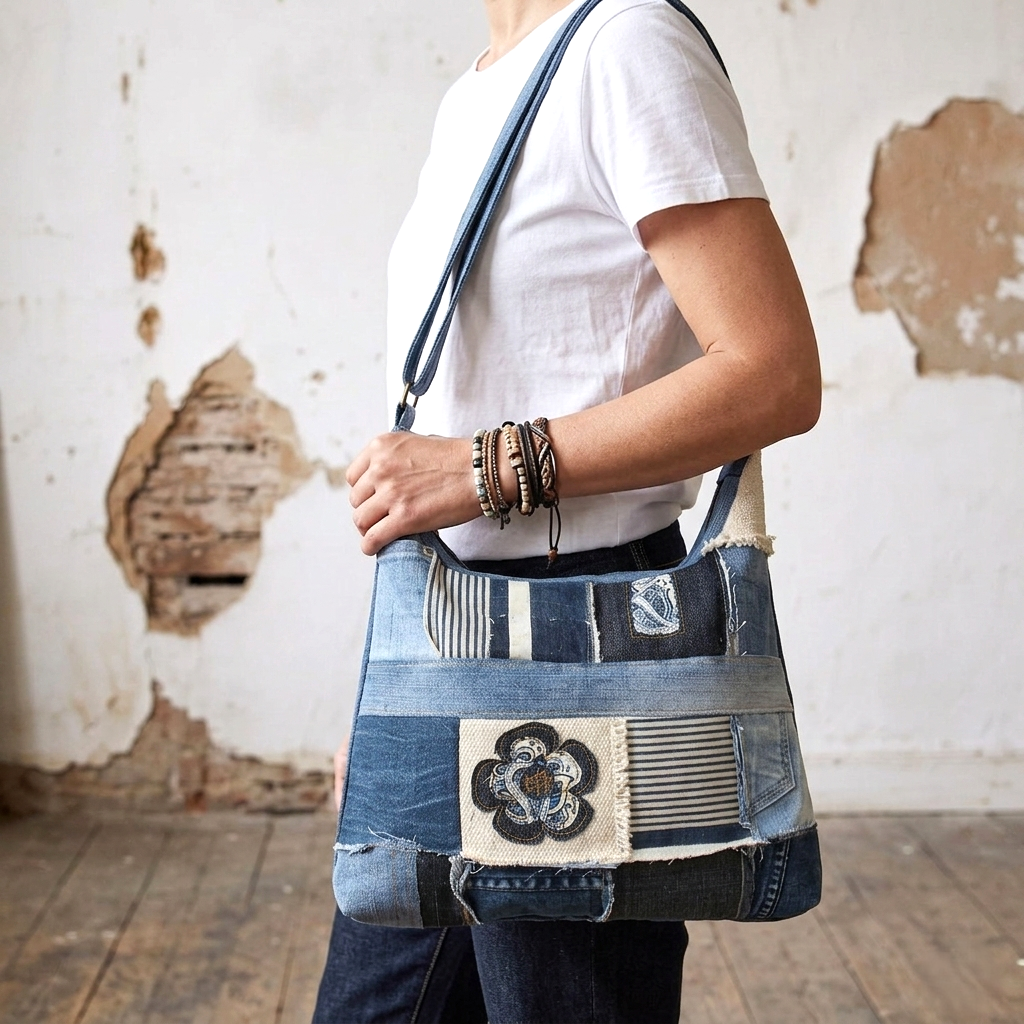 sac bandoulière femme jean recyclé