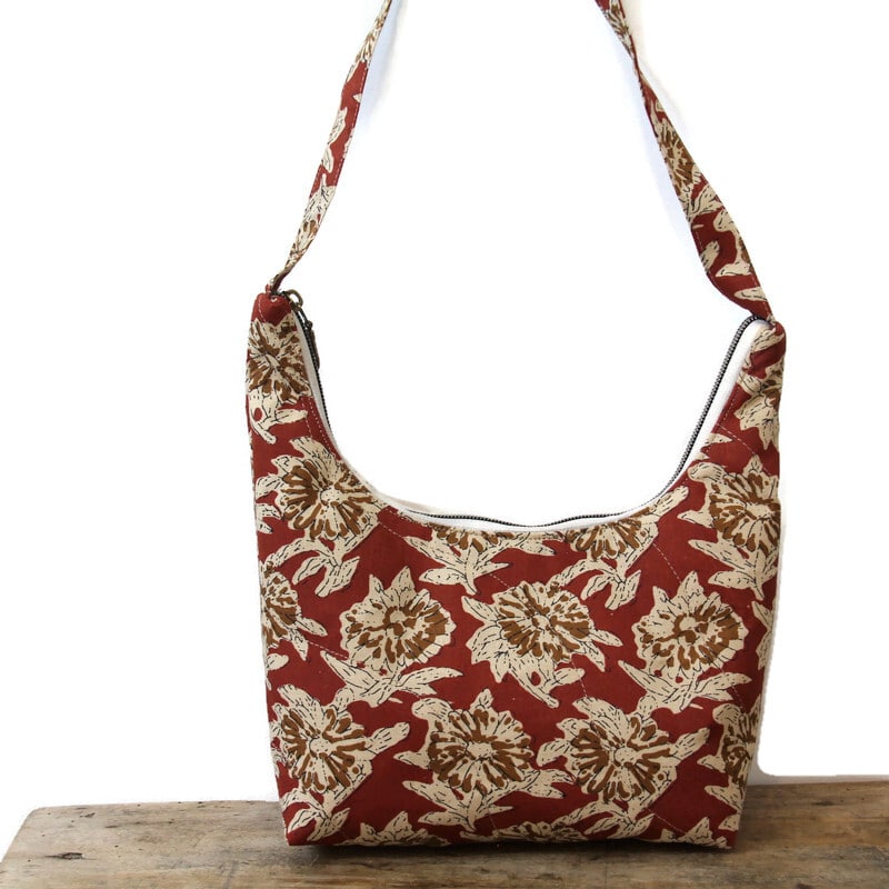 Sac à main femme artisanal en coton imprimé de style vintage