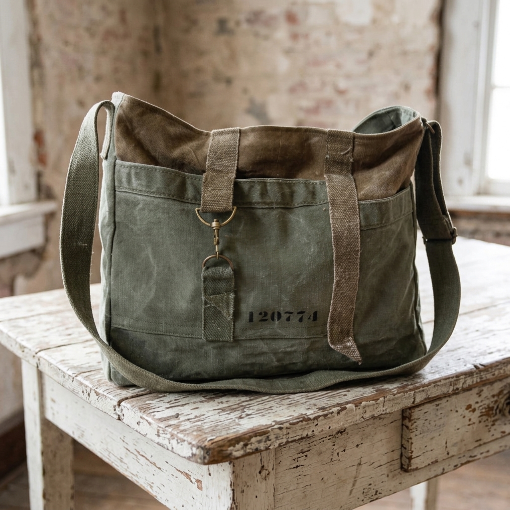 grande besace pour homme en toile militaire