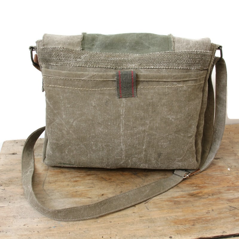 Besace homme en toile militaire ancienne - Fabrication en France – Image 5