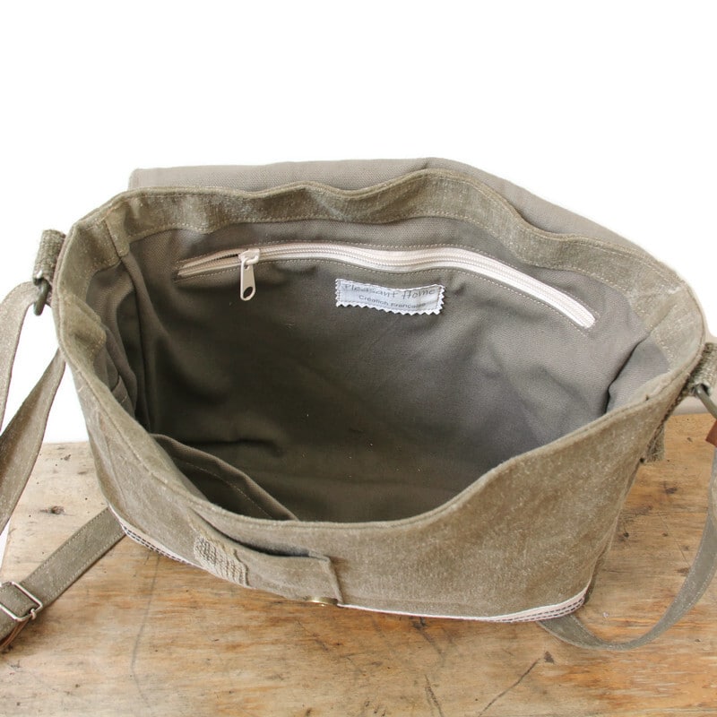 Besace homme en toile militaire ancienne - Fabrication en France – Image 7