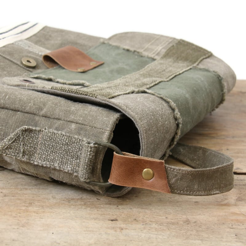 Besace homme en toile militaire ancienne - Fabrication en France – Image 6