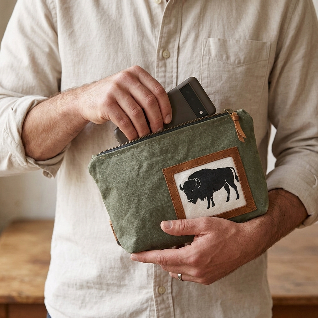 Pochette homme toile et cuir originale et pratique pour le quotidien
