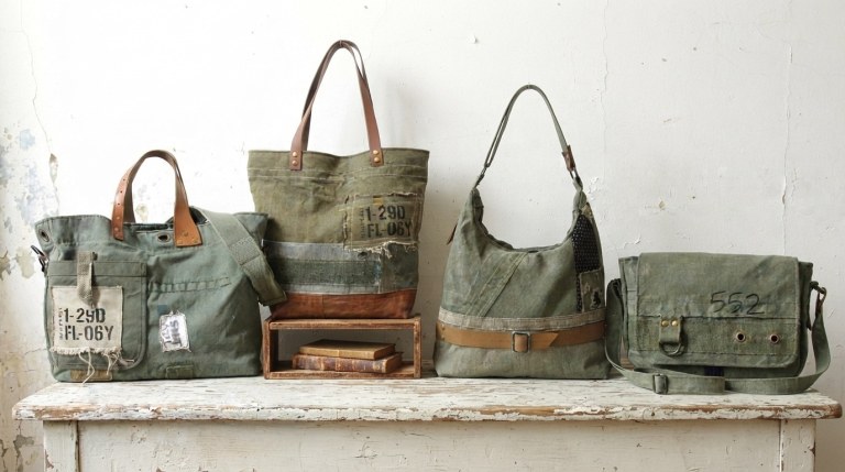 Sacs en toile recyclée de l'armée pour femme et homme