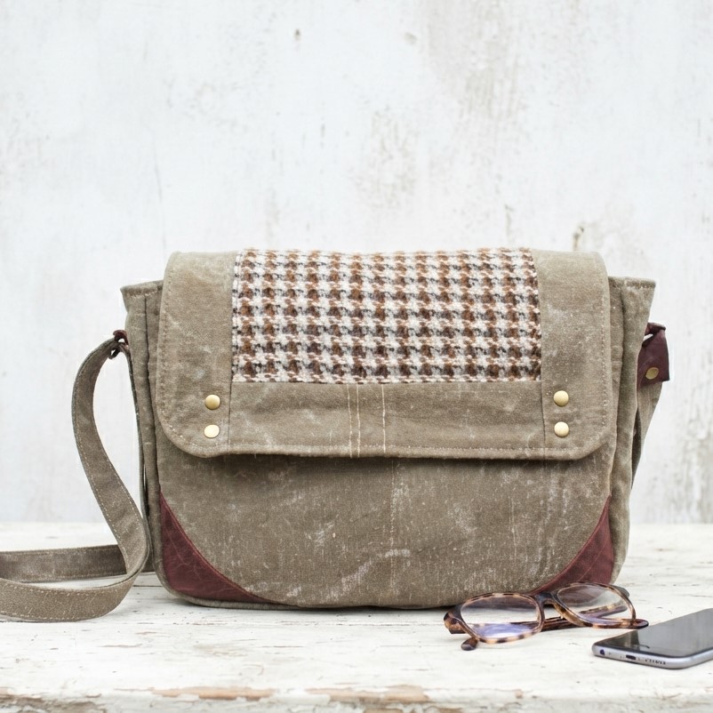 Sac en bandoulière pour femme en toile et cuir